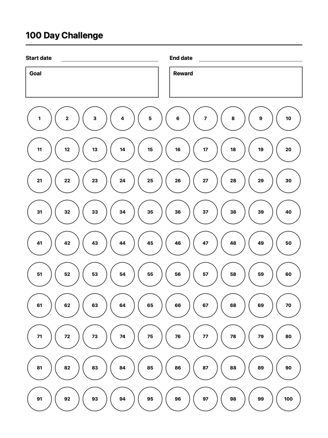 100 Day Challenge Native Template on reMarkable 2