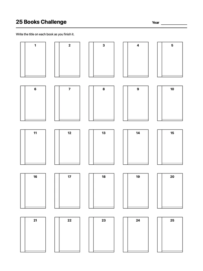 25 Books Challenge Native Template on reMarkable 2