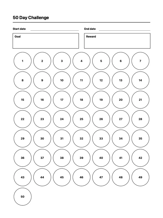 50 Day Challenge Native Template on reMarkable 2