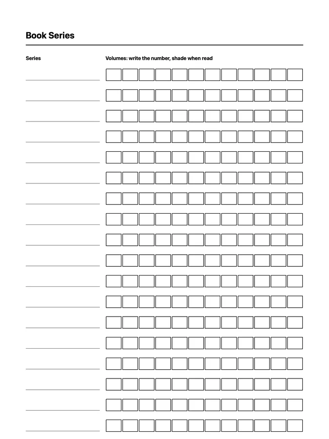 Endless Book Series Tracker Native Template on reMarkable 2