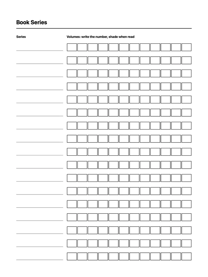 Book Series Tracker Native Template on reMarkable 2