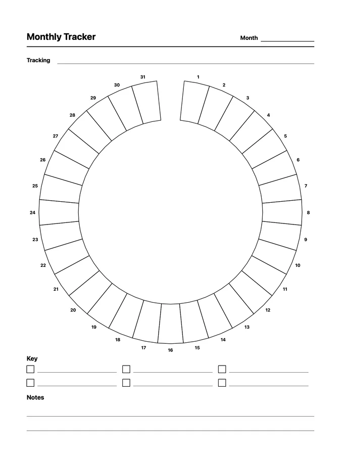 Circular Monthly Tracker Native Template on reMarkable 2