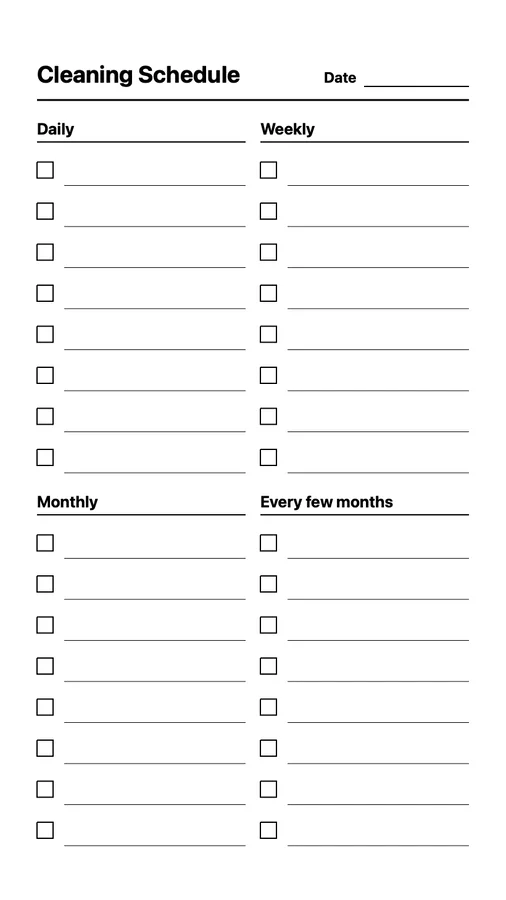 Cleaning Schedule on Paper Pro Move