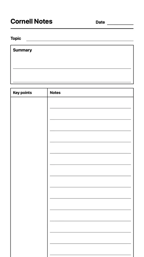 Endless Cornell Notes Native Template on Paper Pro Move