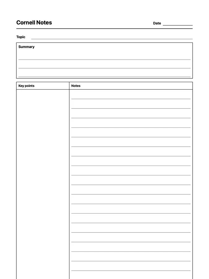 Endless Cornell Notes Native Template on reMarkable 2