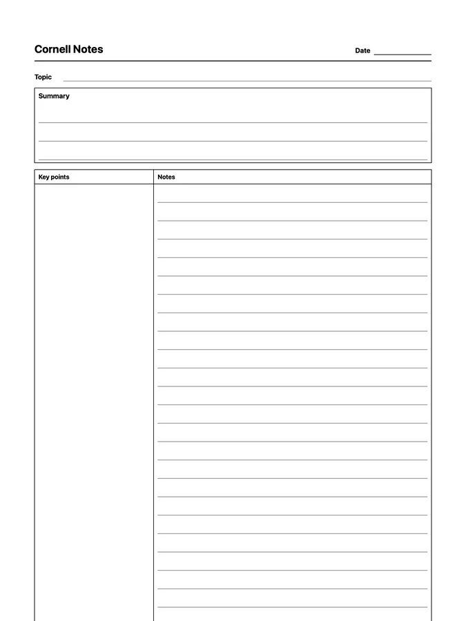 Endless Cornell Notes Native Template