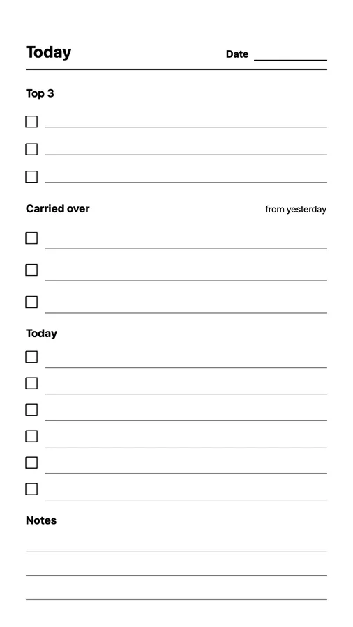 Daily To-Do with Carry-Over preview on Paper Pro Move