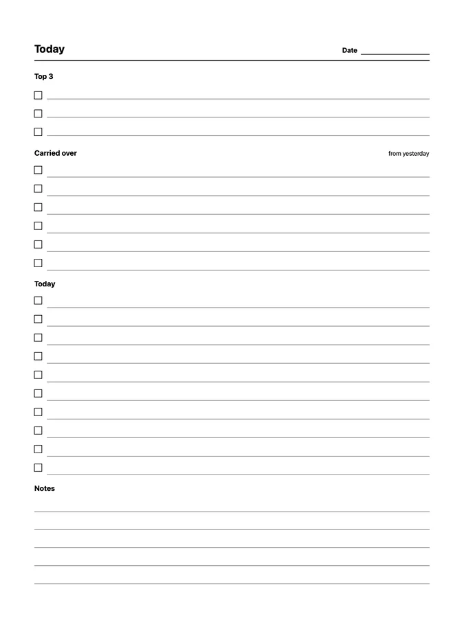 Daily To-Do with Carry-Over on Paper Pro