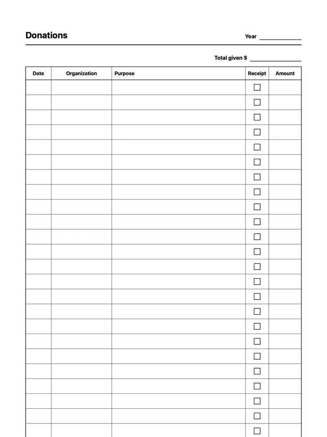Endless Donation Tracker Native Template on reMarkable 2