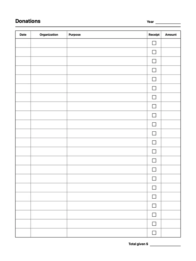 Donation Tracker Native Template on reMarkable 2