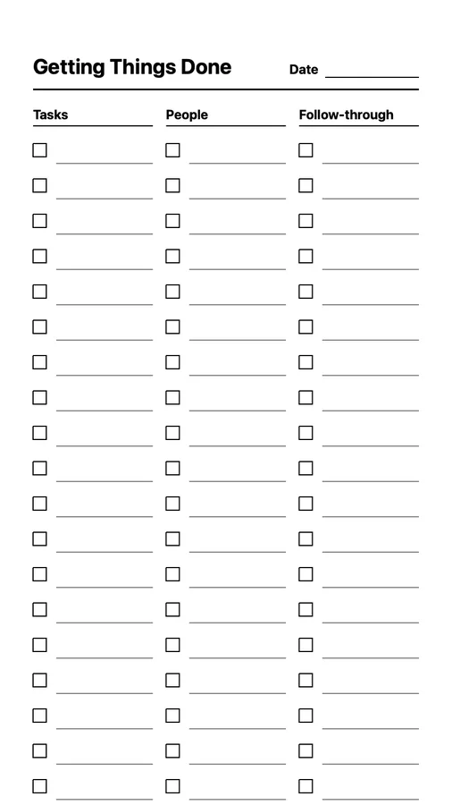 Endless Getting Things Done Native Template on Paper Pro Move