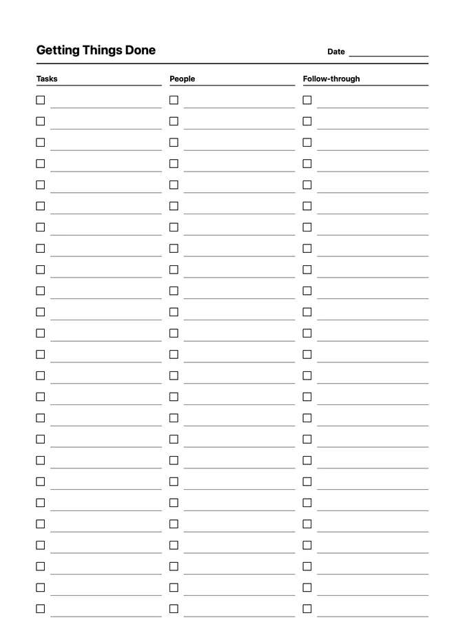 Endless Getting Things Done Native Template on reMarkable 2