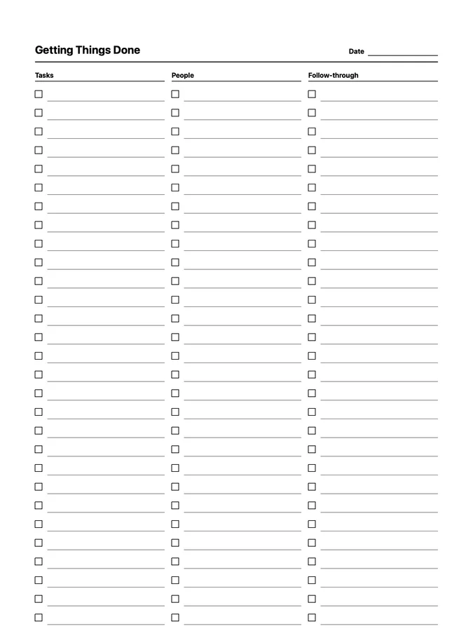 Endless Getting Things Done Native Template