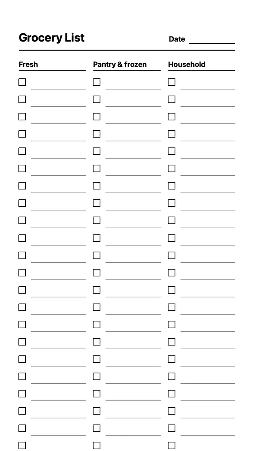 Endless Grocery List Native Template on Paper Pro Move