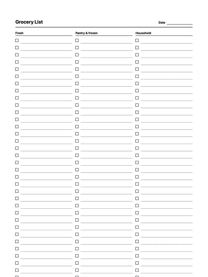 Endless Grocery List Native Template