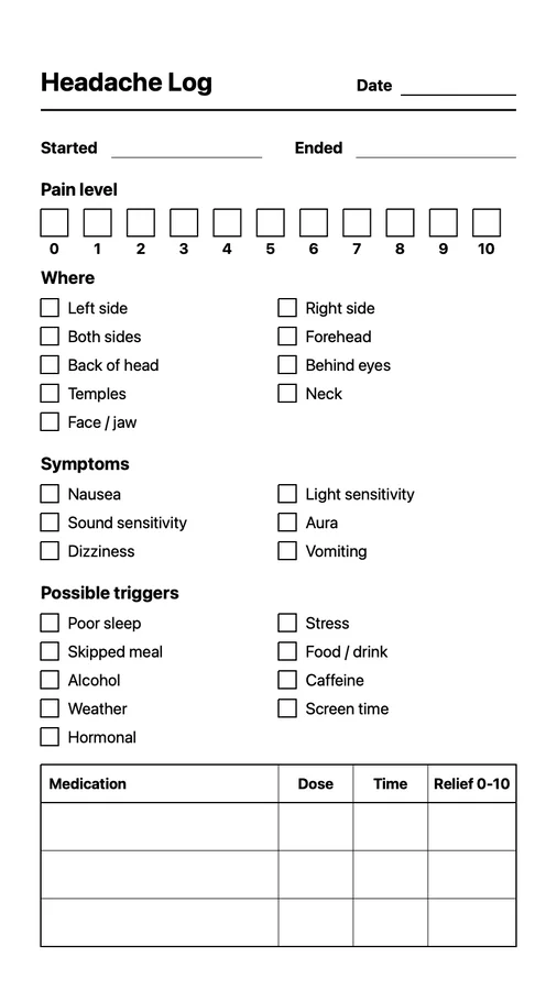Headache Log on Paper Pro Move