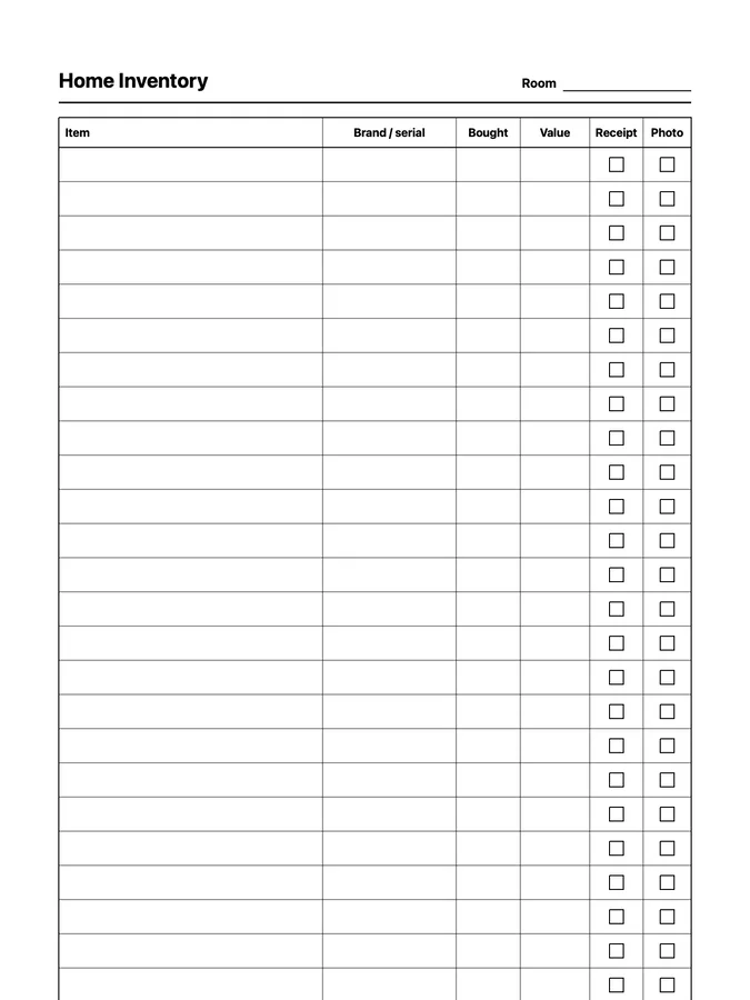 Endless Home Inventory Native Template on reMarkable 2