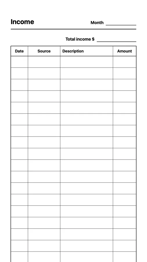 Endless Income Tracker Native Template on Paper Pro Move