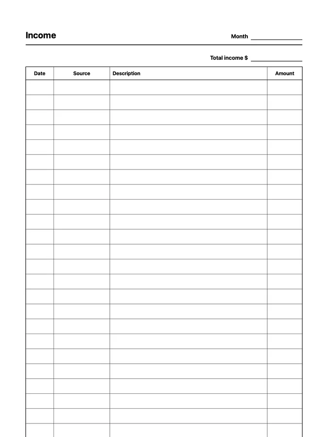 Endless Income Tracker Native Template on reMarkable 2