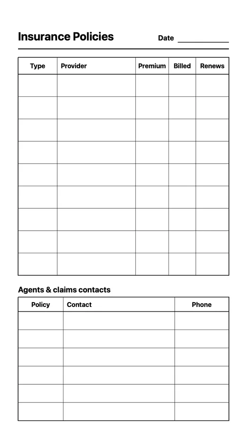 Insurance Tracker on Paper Pro Move