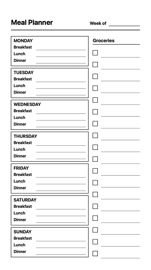 Meal Planner on Paper Pro Move
