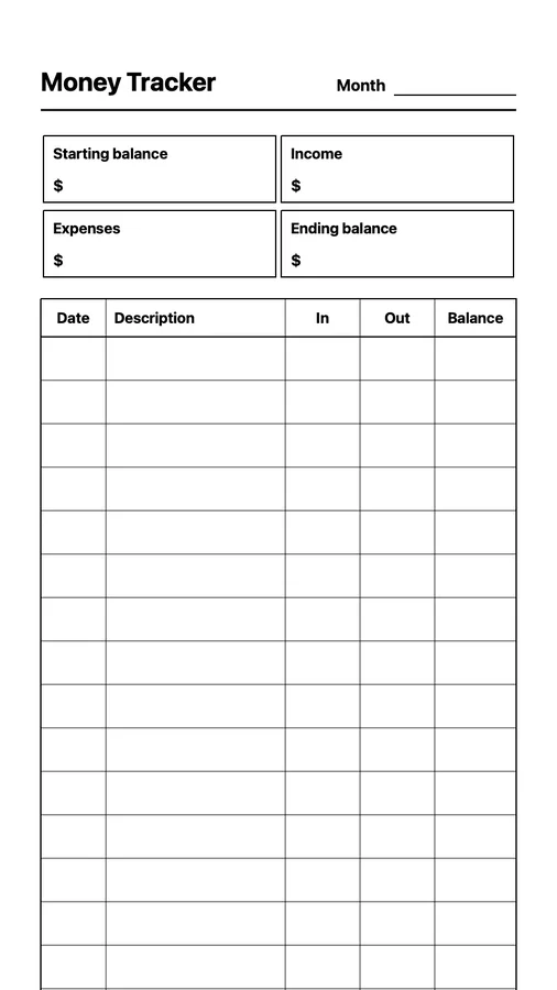 Endless Money Tracker Native Template on Paper Pro Move