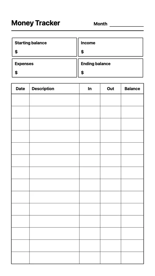 Money Tracker on Paper Pro Move