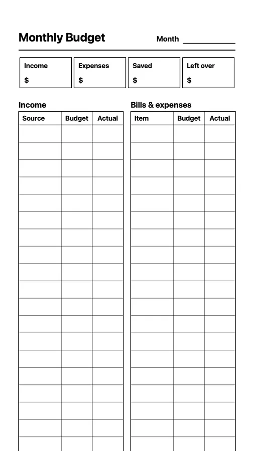 Endless Monthly Budget Native Template on Paper Pro Move
