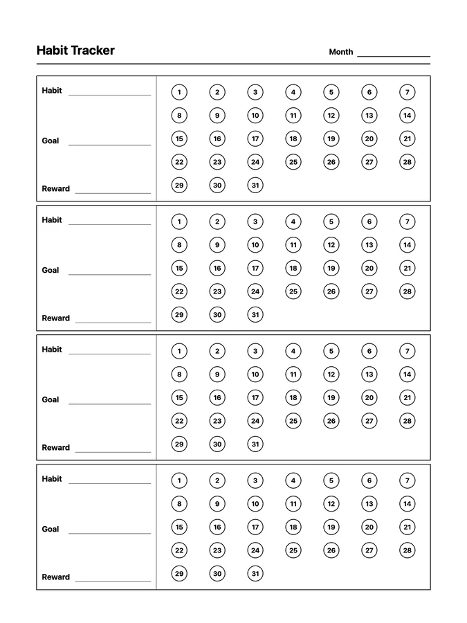 Monthly Habit Tracker Native Template on reMarkable 2