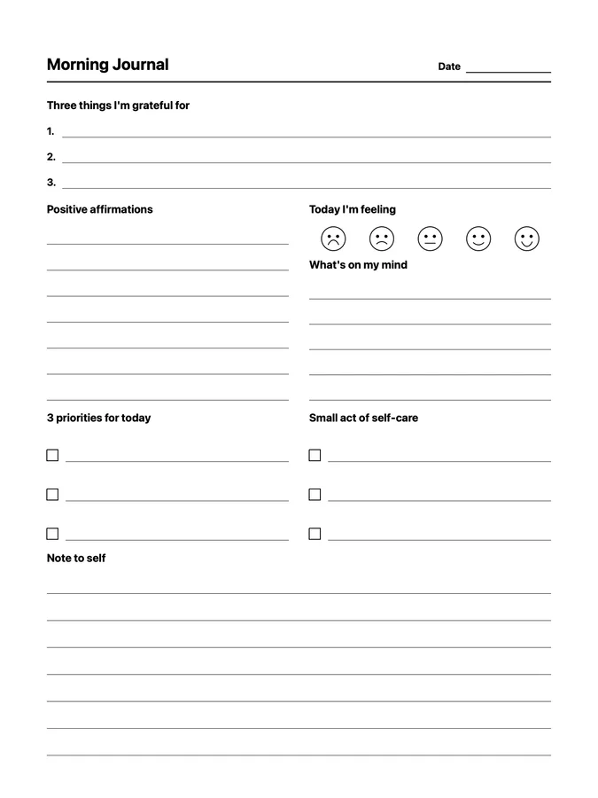 Morning Journal Native Template on reMarkable 2