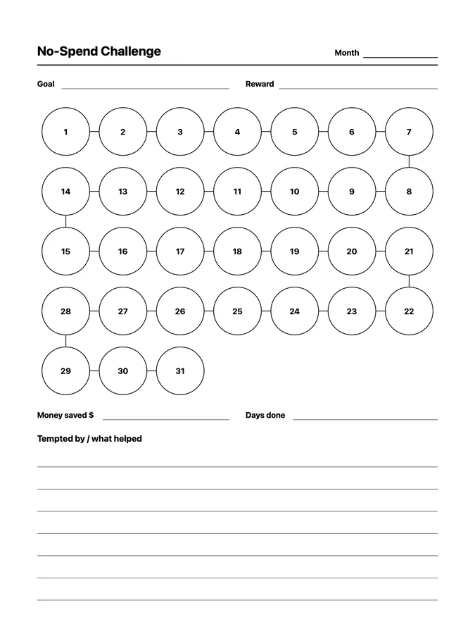 No-Spend Challenge Native Template on reMarkable 2