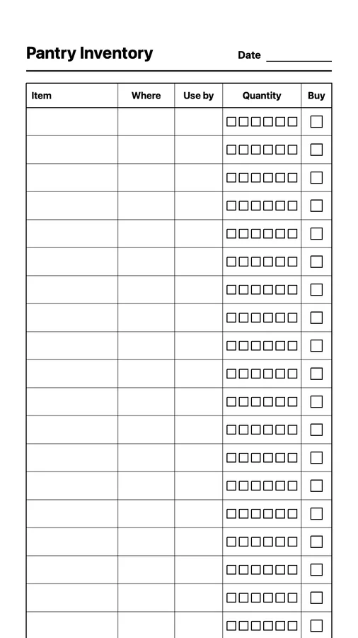 Endless Pantry Inventory Native Template on Paper Pro Move