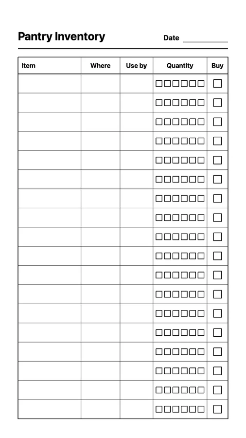 Pantry Inventory on Paper Pro Move