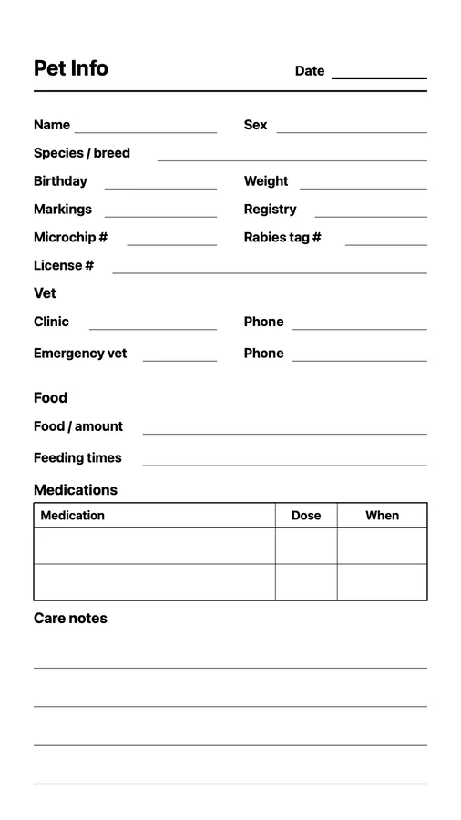 Pet Info on Paper Pro Move