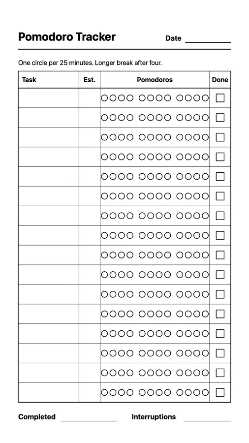 Pomodoro Tracker on Paper Pro Move