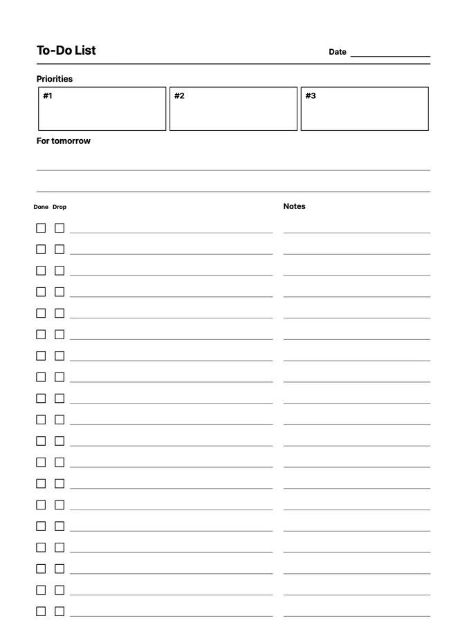 Endless Priority To-Do Native Template on reMarkable 2