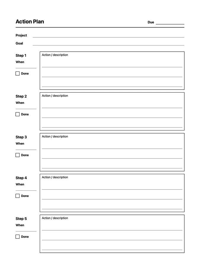 Project Action Plan Native Template on reMarkable 2