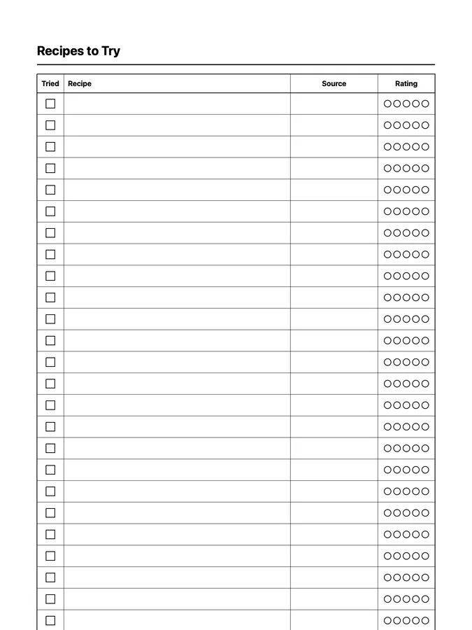 Endless Recipes to Try Native Template on reMarkable 2