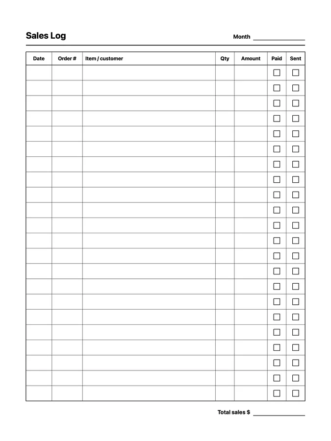 Sales Log Native Template on reMarkable 2