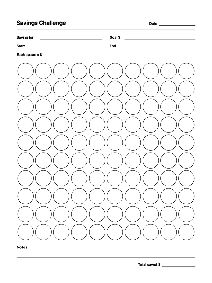 Savings Challenge Native Template on reMarkable 2