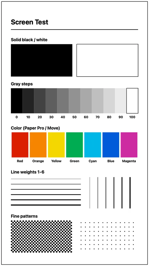 Screen Test on Paper Pro Move