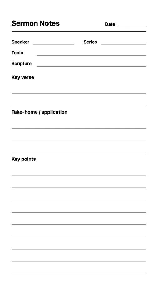 Endless Sermon Notes Native Template on Paper Pro Move