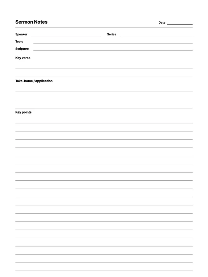 Endless Sermon Notes Native Template