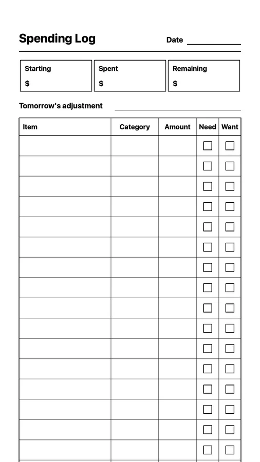 Endless Spending Log Native Template on Paper Pro Move