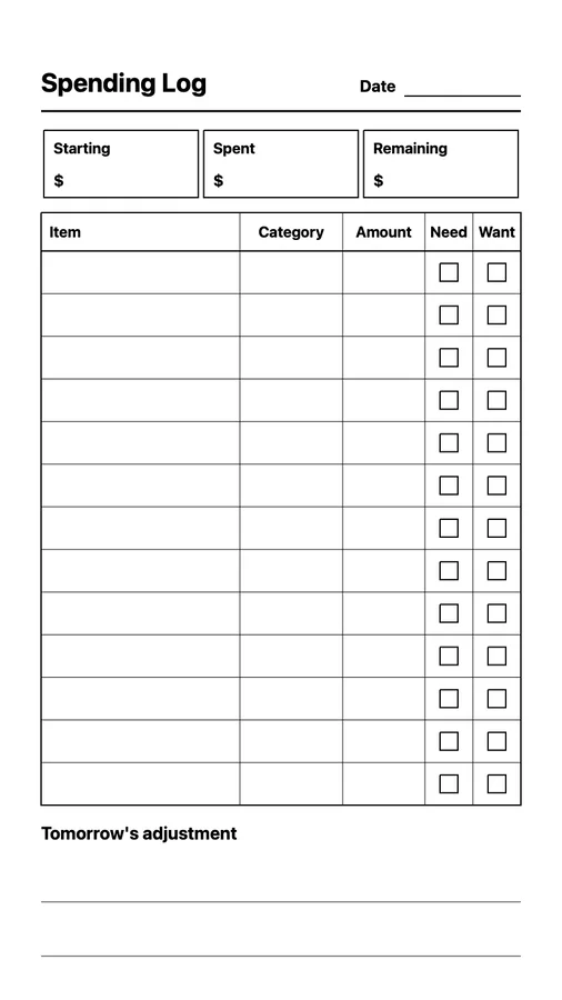 Spending Log on Paper Pro Move