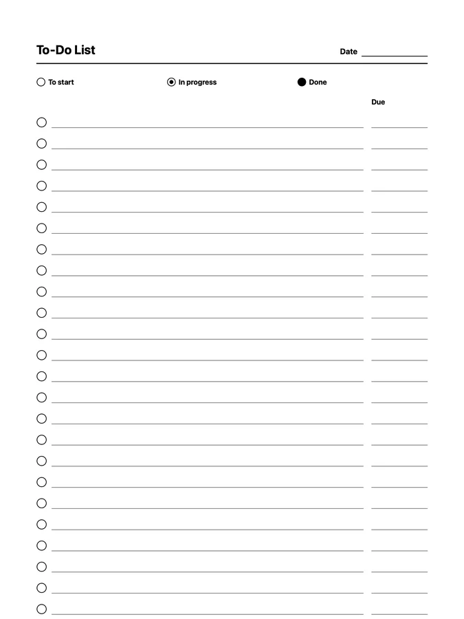 Endless Status To-Do Native Template on reMarkable 2
