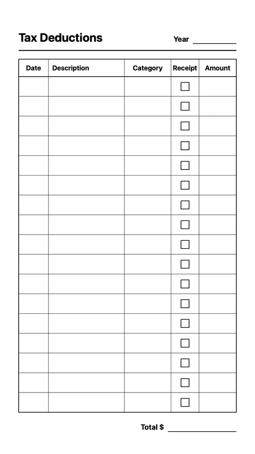 Tax Deduction Tracker on Paper Pro Move