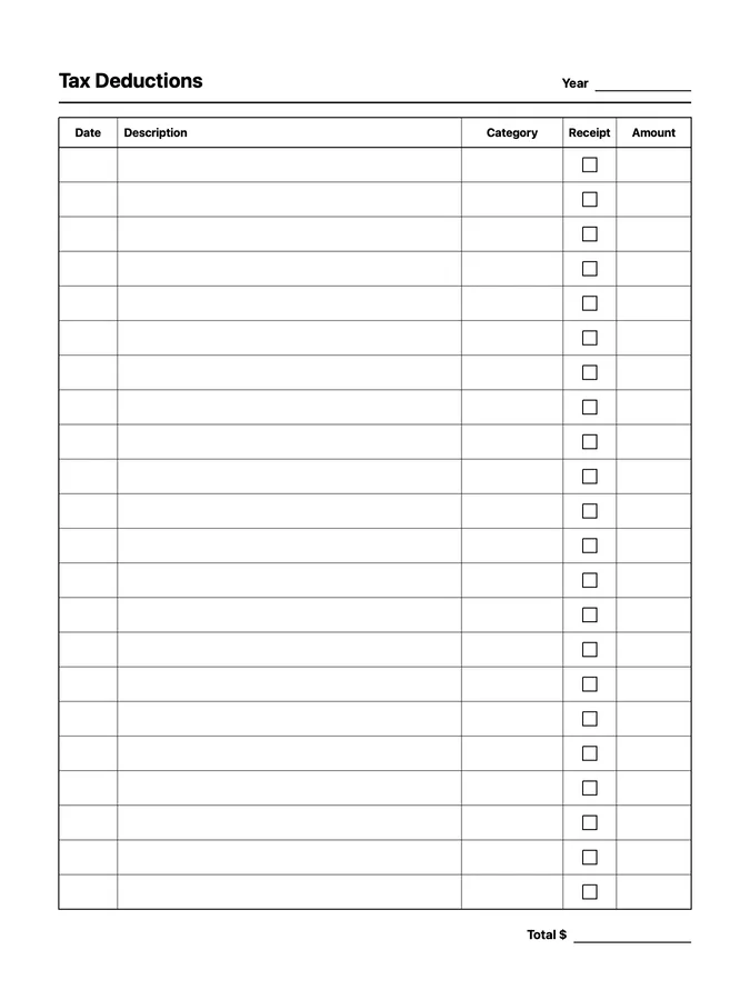 Tax Deduction Tracker Native Template on reMarkable 2