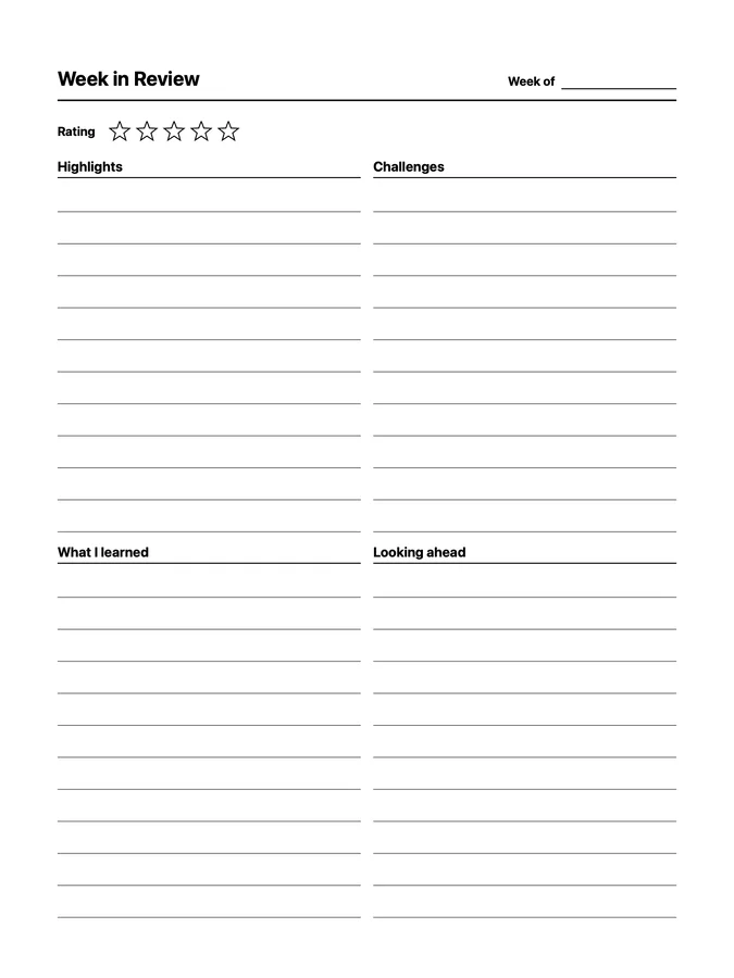 Week in Review Native Template on reMarkable 2