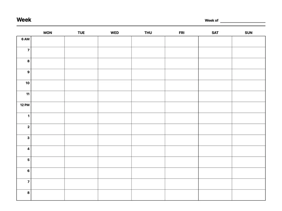 Weekly Hourly Planner Native Template on reMarkable 2